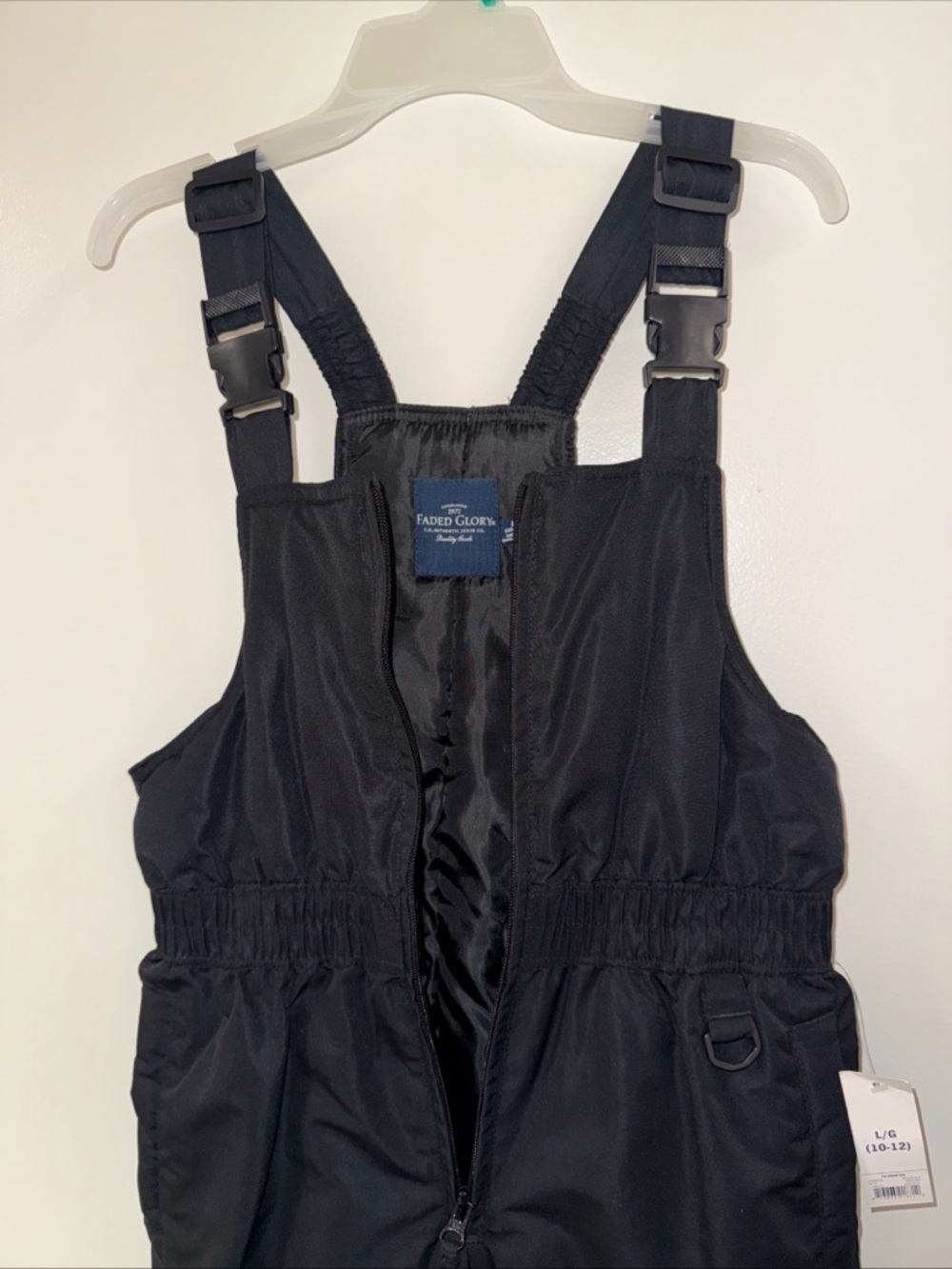 Faded Glory Black Bib Overalls with Navy Label